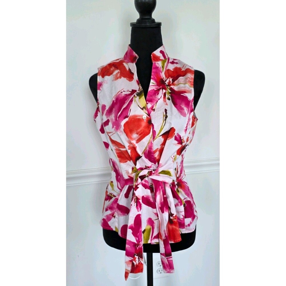 Jones New York Women's Floral Sleeveless Top 100% Cotton Size S
